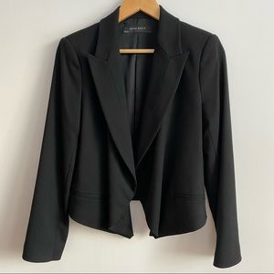 ZARA Open Front Black Blazer Smoking Style
